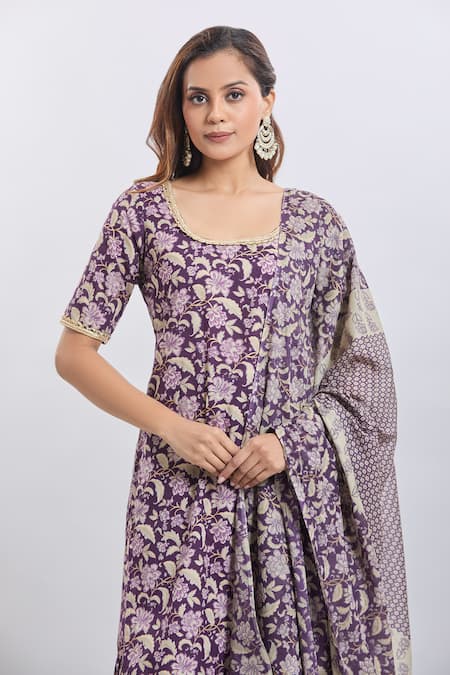 Buy_Naintara Bajaj_Wine Cotton Sharara Suit Set _Online_at_Aza_Fashions