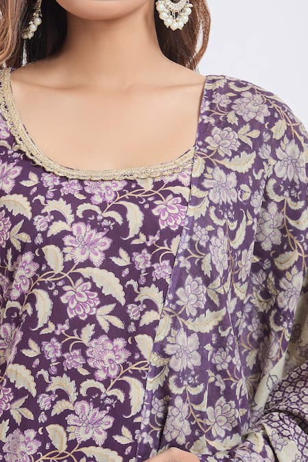 Naintara Bajaj_Wine Cotton Sharara Suit Set _at_Aza_Fashions