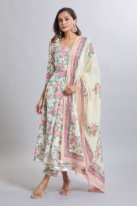 Samyukta Singhania Floral Anarkali Suit Set 