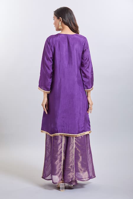 Samyukta Singhania Purple Angarkha Palazzo Set