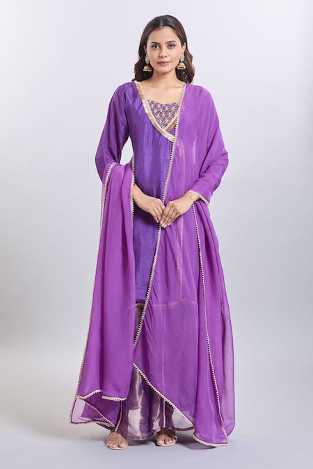 Samyukta Singhania Purple Angarkha Palazzo Set
