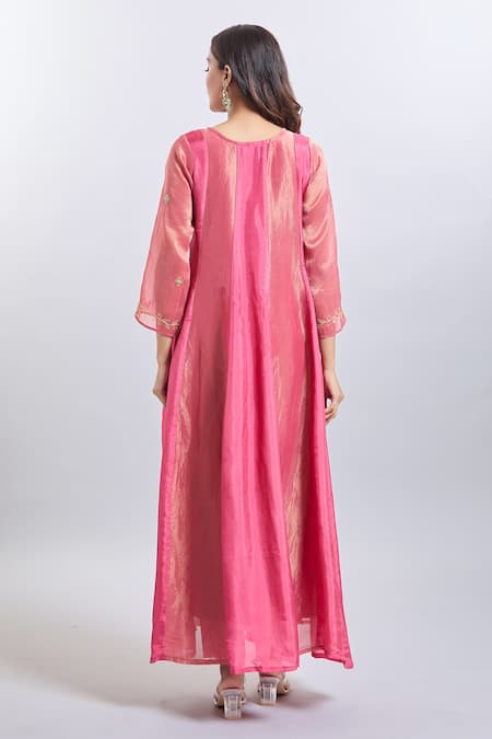 Samyukta Singhania Pink Upada Silk Anarkali Set 