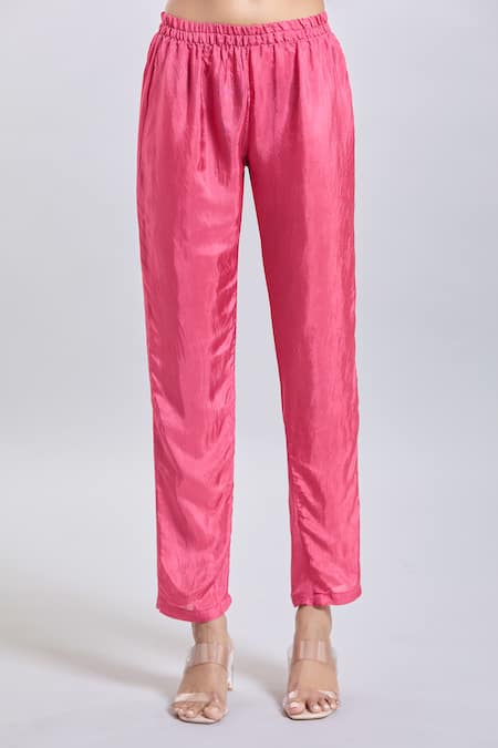 Samyukta Singhania_Pink Organza Embroidery Round Neck Upada Silk Anarkali Set _at_Aza_Fashions