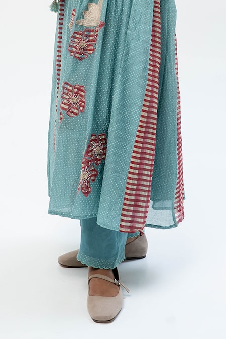 Buy Pants And Pajamas Blue Chanderi Embroidery Printed Kurta Set Online at Aza Fashions Buy_Pants And Pajamas_Blue Chanderi Embroidery Printed Kurta Set _Online_at_Aza_Fashions