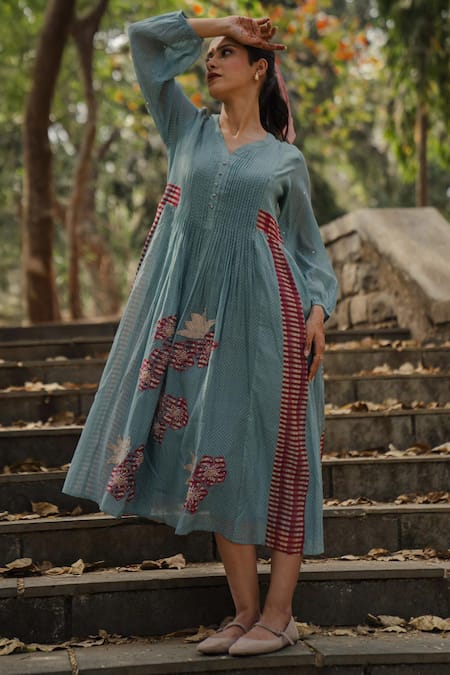 Pants and Pajamas Chanderi Embroidered Long Kurta 