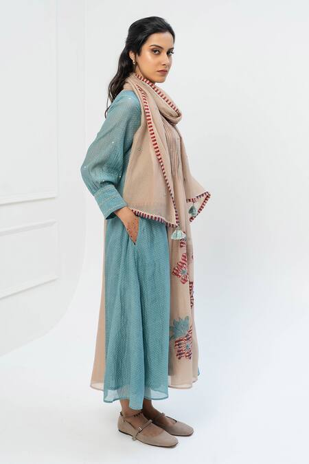 Pants And Pajamas Pink Chanderi Embroidered Stole Online at Aza Fashions Pants And Pajamas_Pink Chanderi Embroidered Stole _Online_at_Aza_Fashions