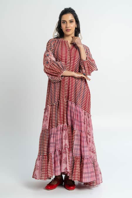 Pants and Pajamas Striped Chanderi Maxi Dress 