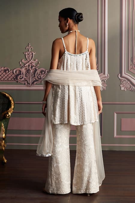 Mustard Moon By Neyha And Vrinda Liva Ivory Georgette Kurta Set 