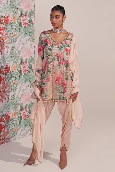 Mustard Moon by Neyha and Vrinda Floral Georgette Kurta Set 