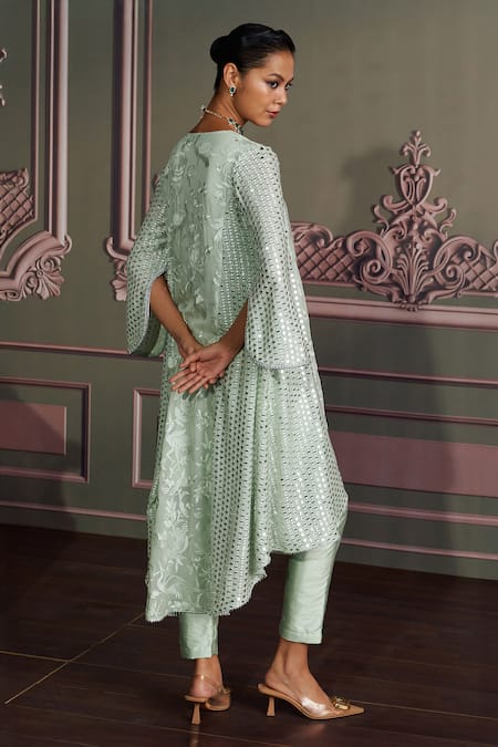 Mustard Moon By Neyha And Vrinda Sage Georgette Kurta Set 