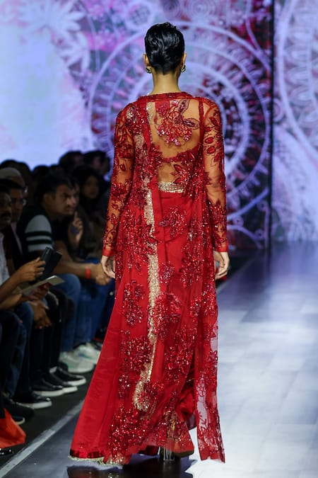 Megha Bansal Camellia Saree Set With Jacket 