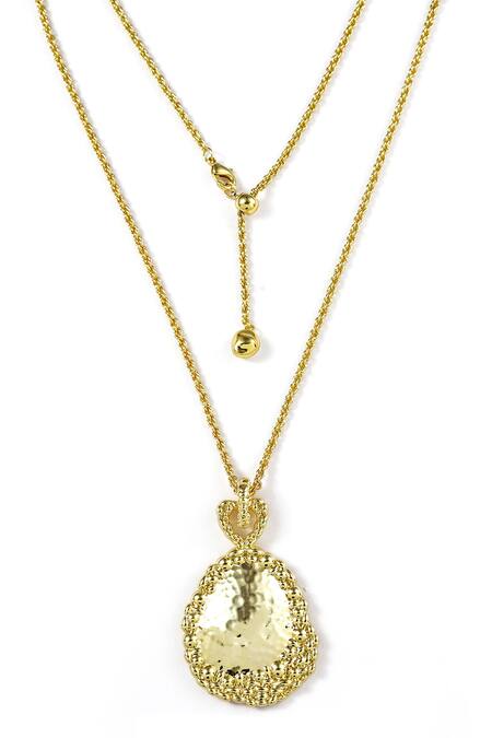 Arvino_Gold Plated Riverstone Pendant Necklace _Online_at_Aza_Fashions