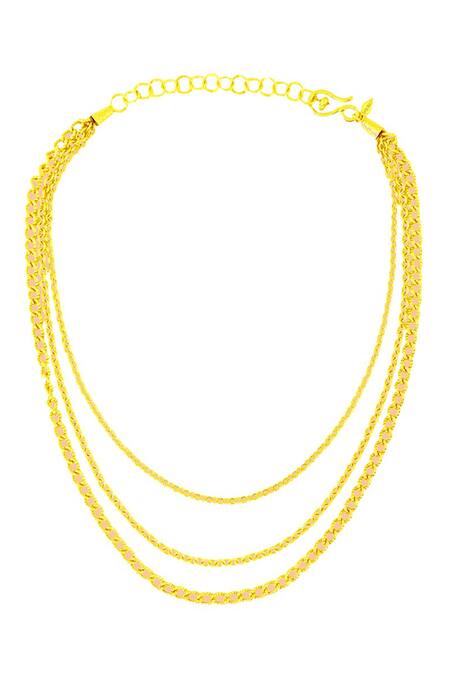 Shop Arvino Gold Plated Tapestry Links Necklace at Aza Fashions Shop_Arvino_Gold Plated Tapestry Links Necklace _at_Aza_Fashions