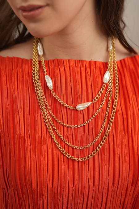 Buy Arvino Gold Plated Tapestry Links Necklace Online at Aza Fashions Buy_Arvino_Gold Plated Tapestry Links Necklace _Online_at_Aza_Fashions