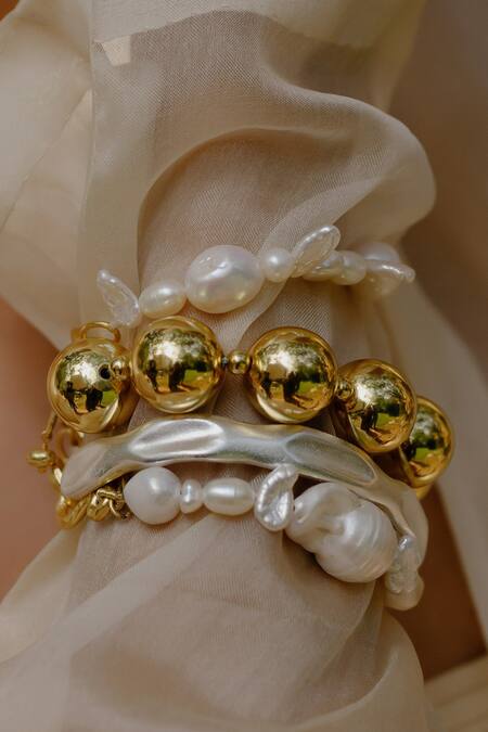 Buy Arvino Gold Plated Pearls Nebula Cloud Bracelet Online at Aza Fashions Buy_Arvino_Gold Plated Pearls Nebula Cloud Bracelet _Online_at_Aza_Fashions