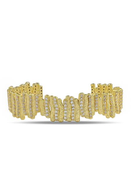 Arvino Gold Plated Net Cuff Bracelet Online at Aza Fashions Arvino_Gold Plated Net Cuff Bracelet _Online_at_Aza_Fashions