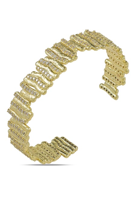 Shop Arvino Gold Plated Net Cuff Bracelet at Aza Fashions Shop_Arvino_Gold Plated Net Cuff Bracelet _at_Aza_Fashions