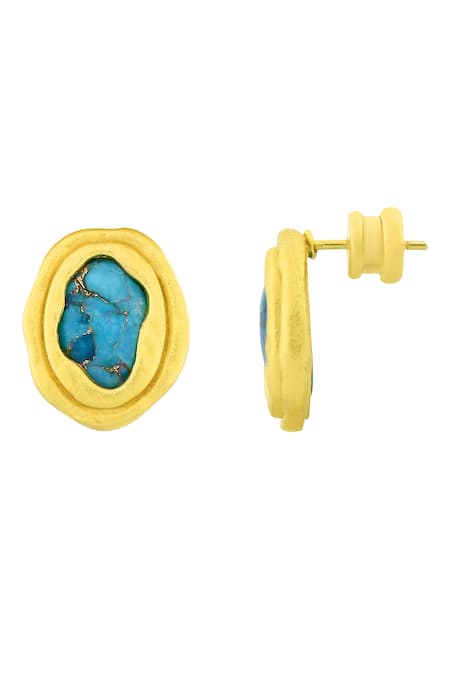 Arvino Gold Plated Stones Turquoise Ocean Studs Online at Aza Fashions Arvino_Gold Plated Stones Turquoise Ocean Studs _Online_at_Aza_Fashions