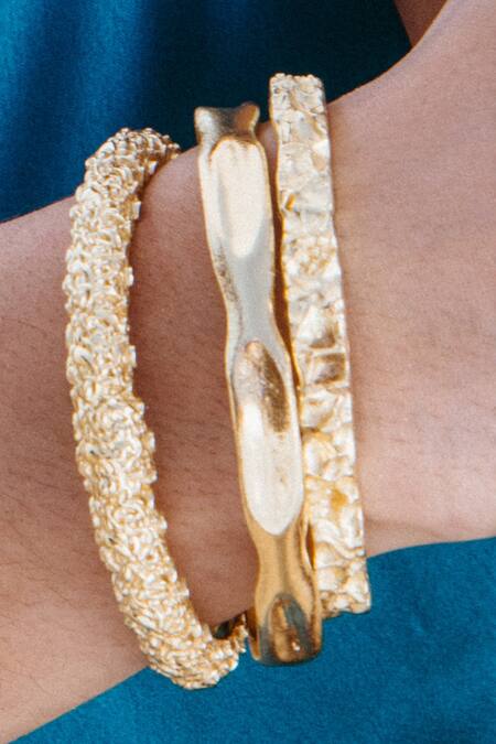 Shop Arvino Gold Plated Dune Bangle Online at Aza Fashions Shop_Arvino_Gold Plated Dune Bangle _Online_at_Aza_Fashions