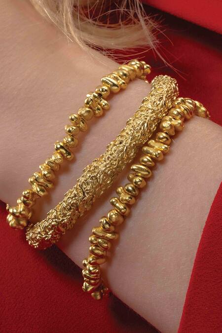 Arvino Gold Plated Dune Bangle at Aza Fashions Arvino_Gold Plated Dune Bangle _at_Aza_Fashions