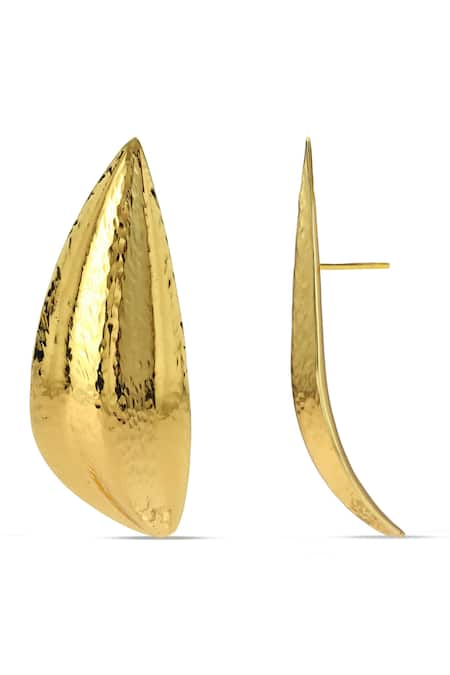 Shop Arvino Gold Plated Palm Earrings at Aza Fashions Shop_Arvino_Gold Plated Palm Earrings _at_Aza_Fashions