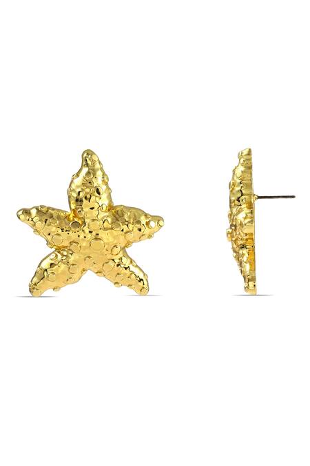 Arvino_Gold Plated Seaside Starfish Stud Earrings _Online_at_Aza_Fashions