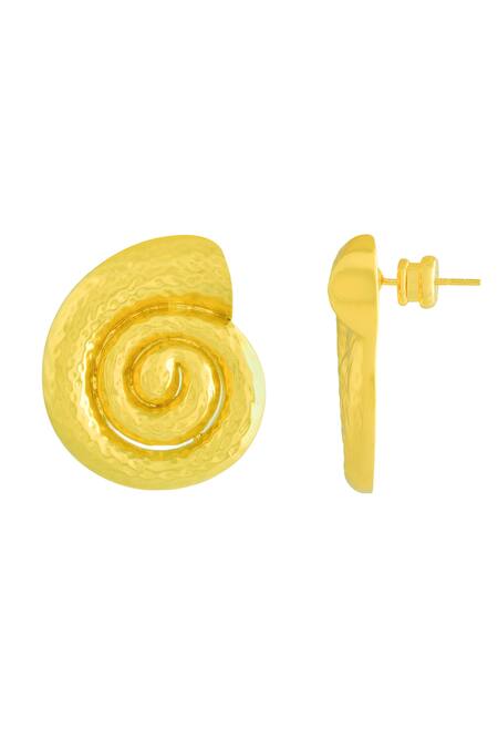 Arvino Gold Plated Coral Shell Studs Earrings Online at Aza Fashions Arvino_Gold Plated Coral Shell Studs Earrings _Online_at_Aza_Fashions