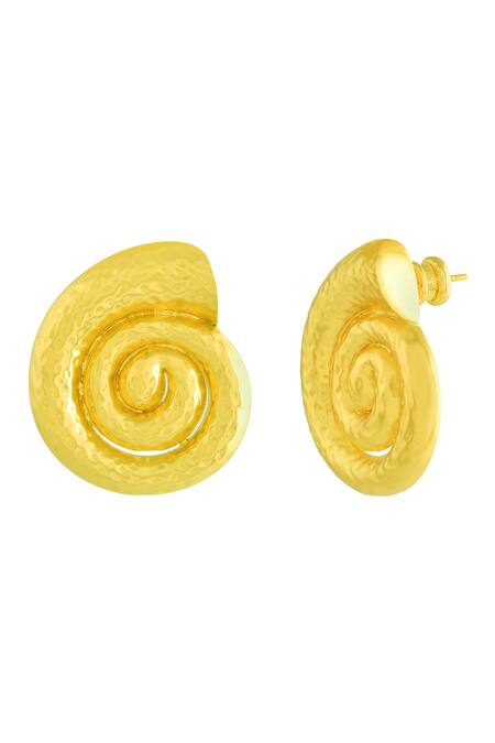Shop Arvino Gold Plated Coral Shell Studs Earrings Online at Aza Fashions Shop_Arvino_Gold Plated Coral Shell Studs Earrings _Online_at_Aza_Fashions