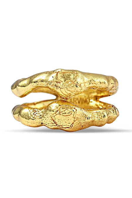 Arvino_Gold Plated Twist Of Fate Ring _Online_at_Aza_Fashions