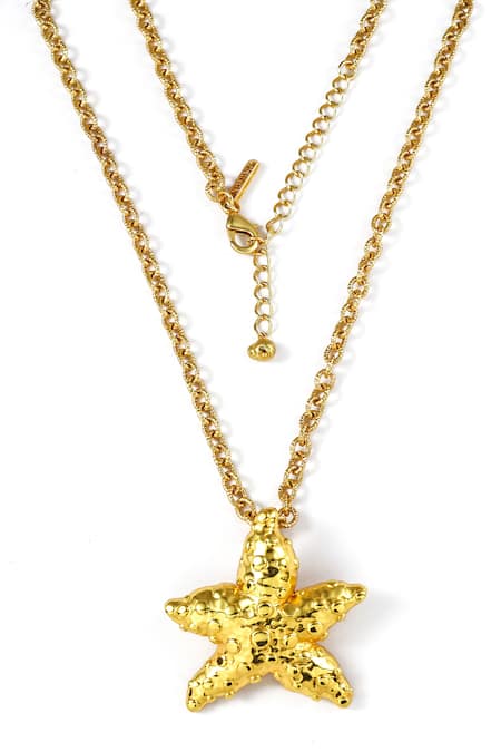Buy_Arvino_Gold Plated Seaside Starfish Pendant Necklace _Online_at_Aza_Fashions