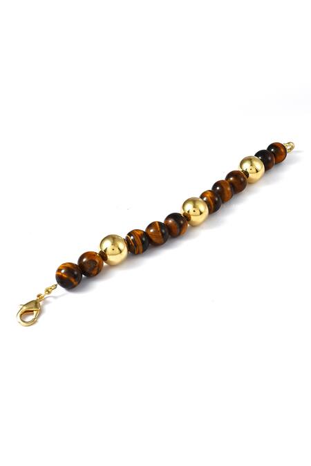 Arvino_Gold Plated Tigers Eye Balance Bracelet _Online_at_Aza_Fashions