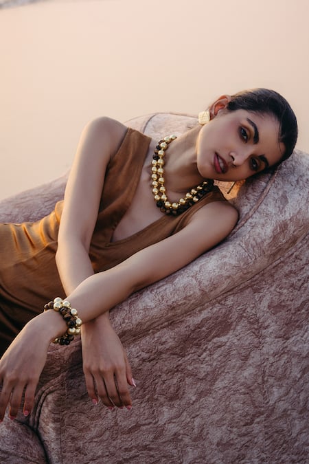 Arvino Gold Plated Tiger's Eye Balance Bracelet 