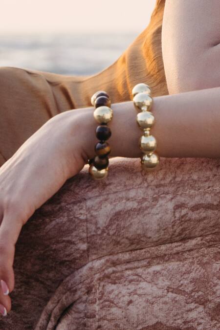 Shop_Arvino_Gold Plated Tigers Eye Balance Bracelet _Online_at_Aza_Fashions