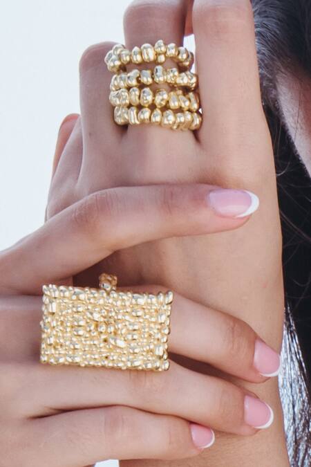 Shop_Arvino_Gold Plated Kodi Ripple Band Ring _Online_at_Aza_Fashions
