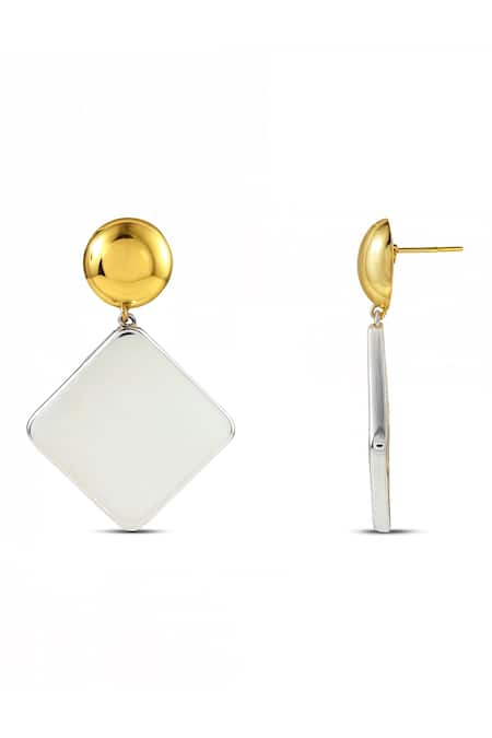 Arvino_Gold Plated Mirage Reflective Earrings _Online_at_Aza_Fashions