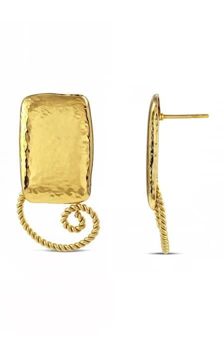 Arvino_Gold Plated Odyssey Twist Statement Earrings _Online_at_Aza_Fashions