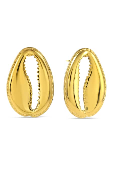 Arvino Gold Cabana Shell Statement Earrings 