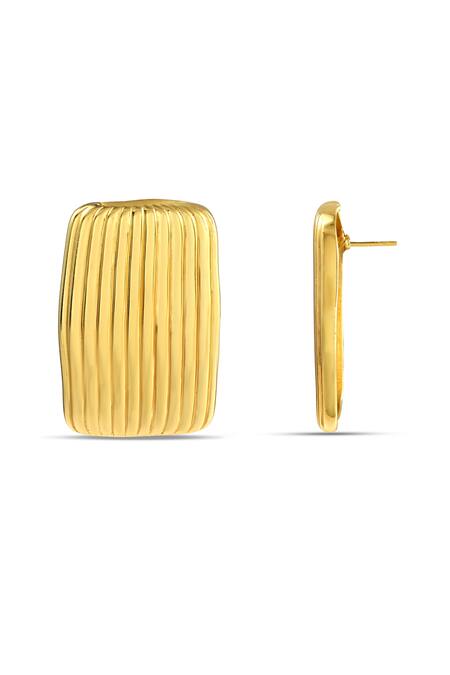 Arvino_Gold Plated Jetsetter Stud Earrings _Online_at_Aza_Fashions