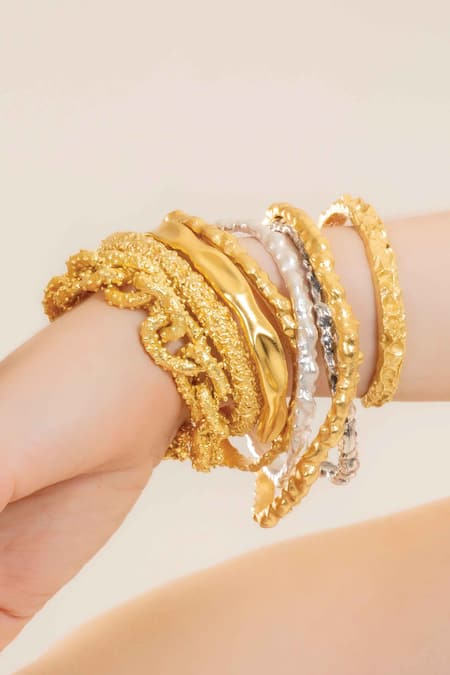 Buy Arvino Gold Plated Sun-kissed Open Bangle Online at Aza Fashions Buy_Arvino_Gold Plated Sun-kissed Open Bangle _Online_at_Aza_Fashions