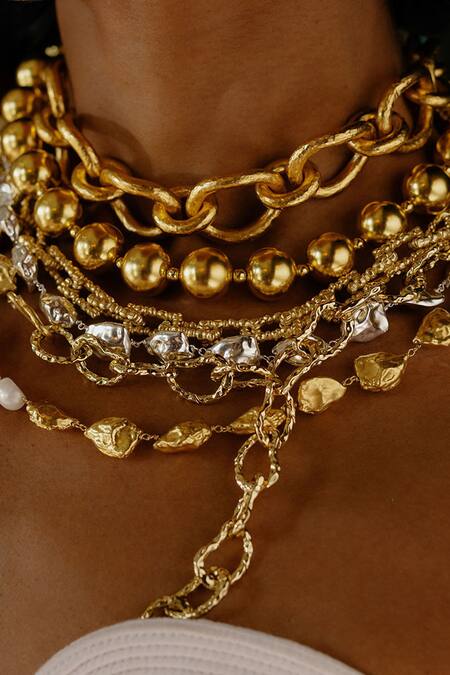 Buy_Arvino_Gold Plated Globetrotter Necklace _Online_at_Aza_Fashions