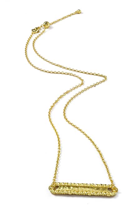 Arvino Gold Plated Soleil Inscription Pendant Necklace 