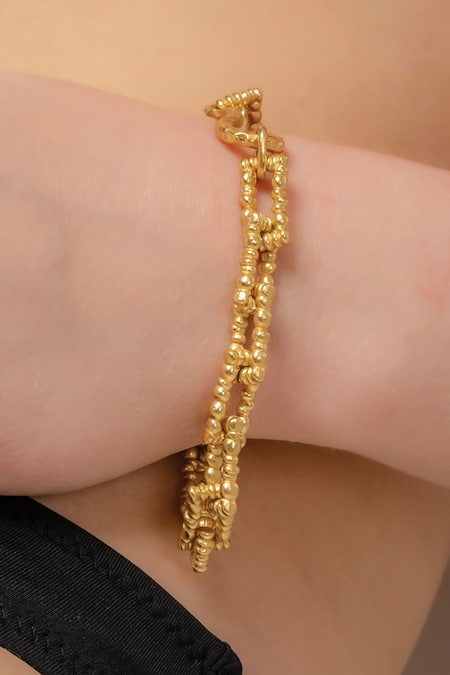 Arvino Gold Plated Beads Riverbend Link Bracelet 