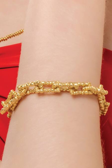 Shop_Arvino_Gold Plated Beads Riverbend Link Bracelet _Online_at_Aza_Fashions