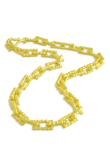 Shop_Arvino_Gold Plated Riverbend Link Necklace _Online_at_Aza_Fashions