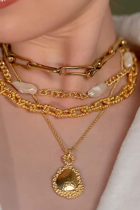 Buy_Arvino_Gold Plated Riverbend Link Necklace 
