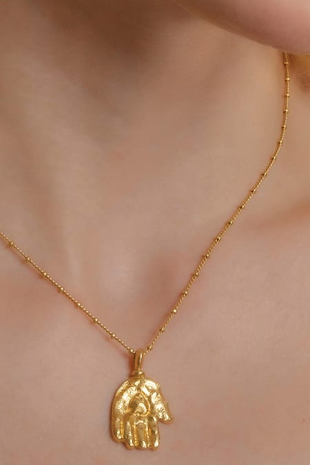 Arvino_Gold Plated Sacred Devotion Pendant Necklace _at_Aza_Fashions