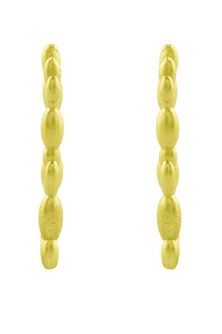 Buy_Arvino_Gold Plated Sunlit Ripple Huggies Large _Online_at_Aza_Fashions