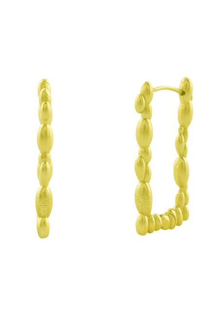 Shop_Arvino_Gold Plated Sunlit Ripple Huggies Large _Online_at_Aza_Fashions