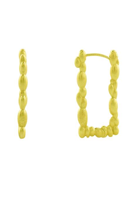 Arvino_Gold Plated Sunlit Ripple Huggies Large _at_Aza_Fashions