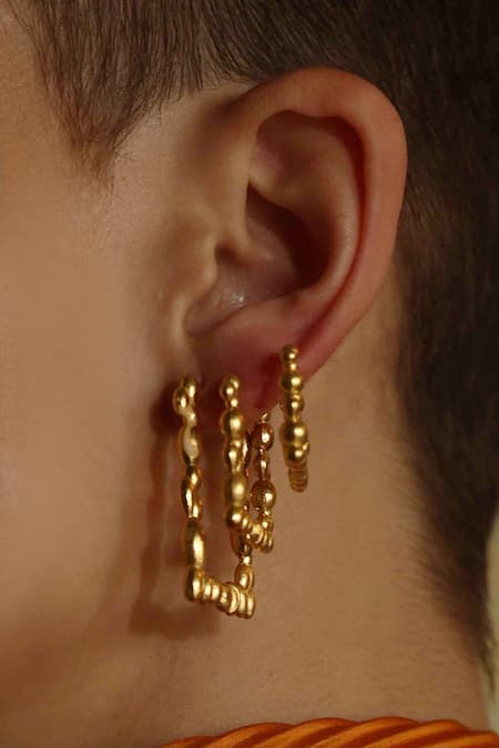 Shop_Arvino_Gold Plated Sunlit Ripple Huggies Large 